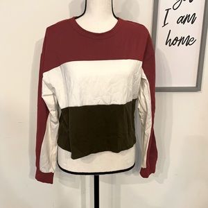 Striped Long Sleeve Cropped Shirt